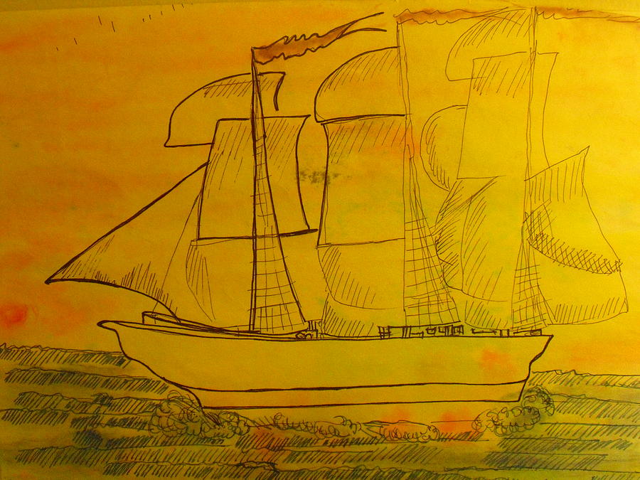 Boat Drawing - Sloop Jon B by Troix Johnson