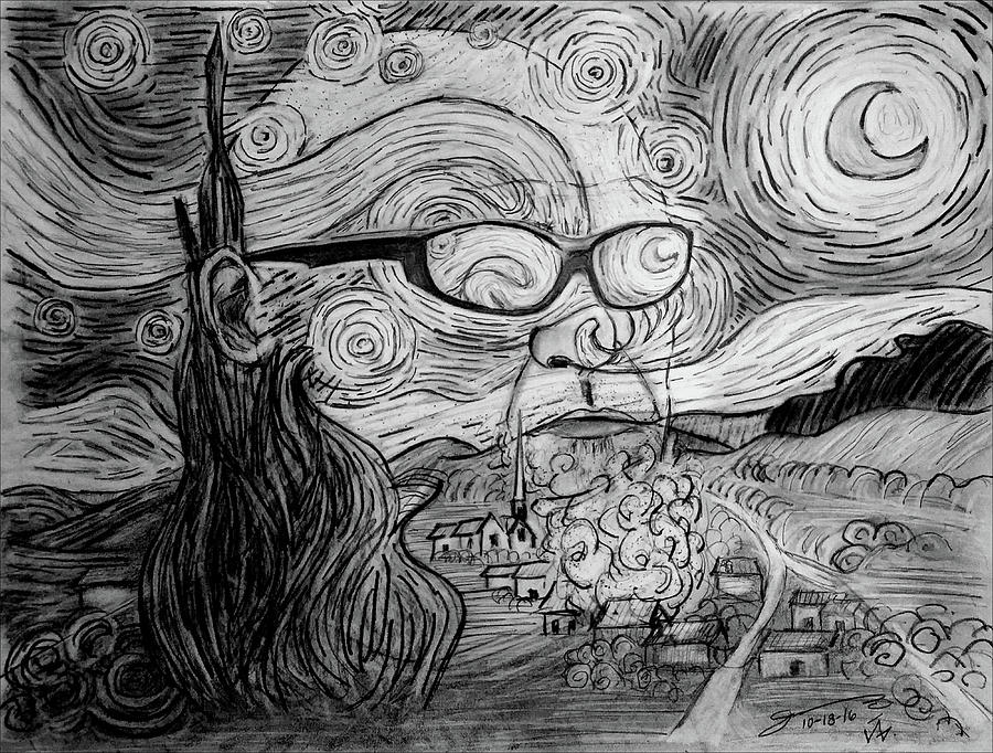 Vincent Van Gogh Drawing - Slootjes Night by Jose A Gonzalez Jr