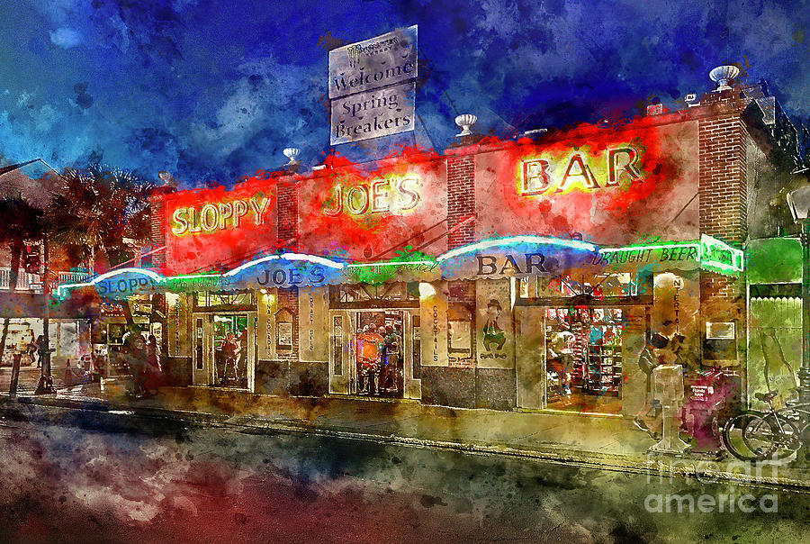 Sunset Painting - Sloppy Joes Key West by Jon Neidert