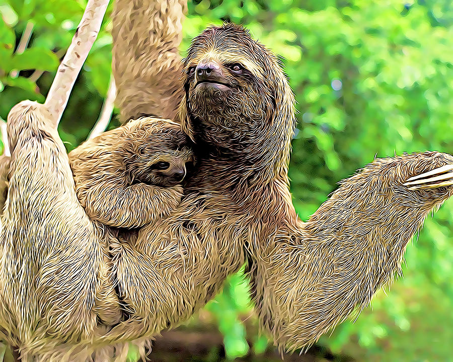 Sloth Digital Art by Lora Battle - Pixels