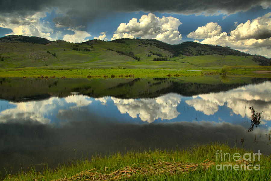 Yellowstone National Park Photograph - Slough Creek Lush Green And Stormy Skies by Adam Jewell