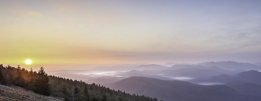 Slovenian sunrise over misty mountains Photograph by Dirk Ercken