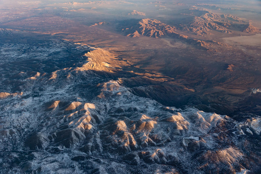 Slow Sunrise Over the High Desert - Mojave With a Dusting of Snow Photograph by Georgia Mizuleva