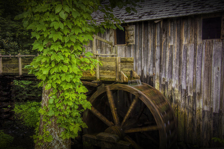 Sluice and Waterwheel at the Old John Cable Grist Mill Photograph by Randall Nyhof