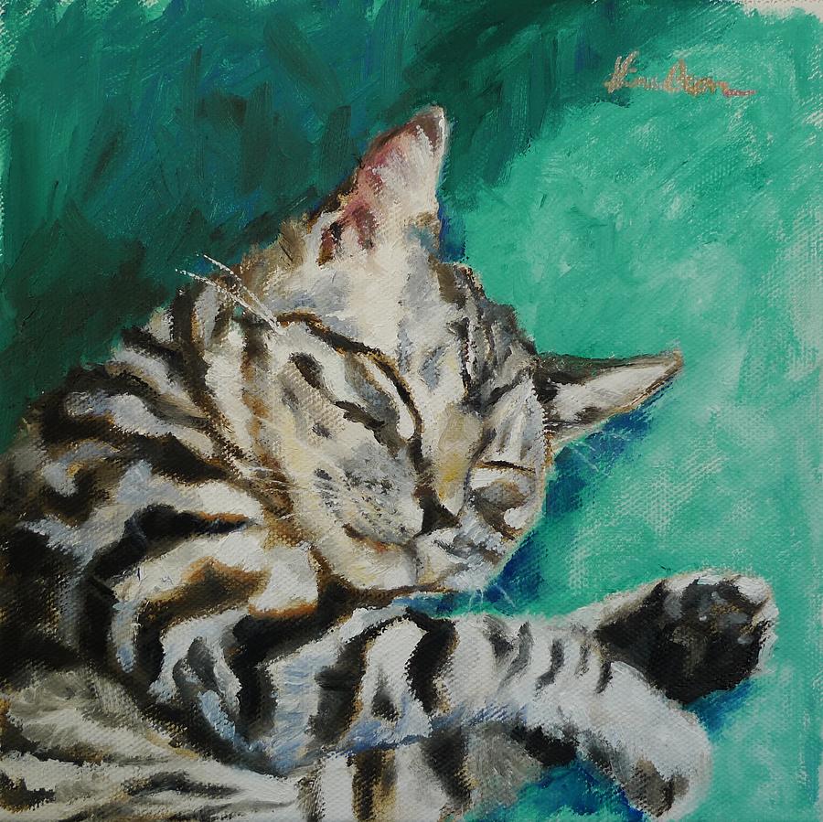 Cat Painting - Slumber by Veronica Coulston