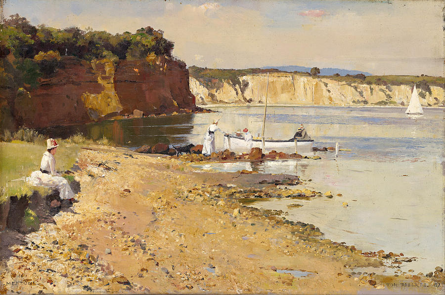 Slumbering sea. Mentone  Painting by Tom Roberts