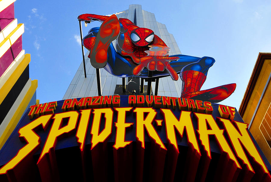 Spider Man ride sign.  Photograph by David Lee Thompson