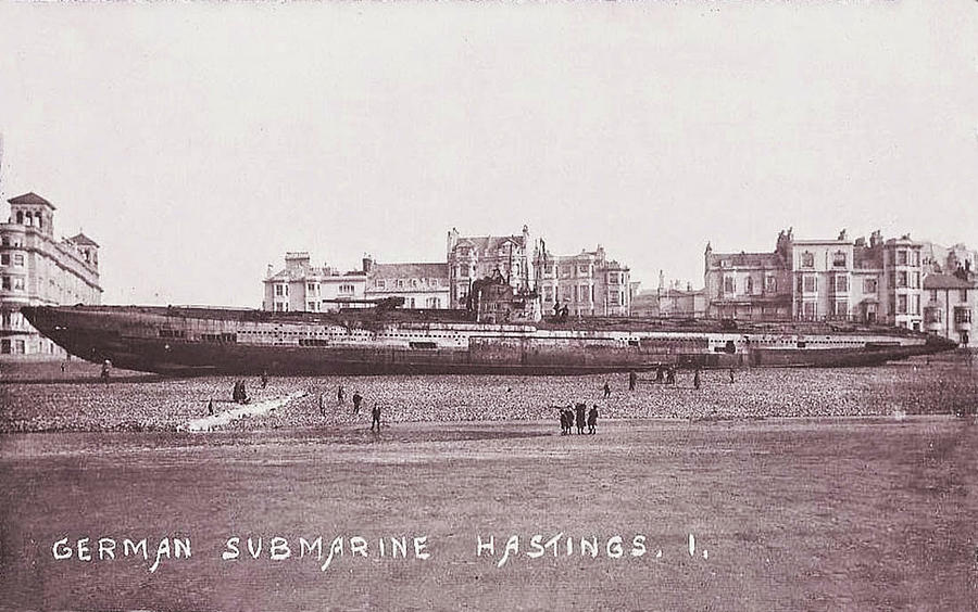 SM U-118   number two washed  ashore Hastings at Essex England April 1919 color added 2016 Photograph by David Lee Guss