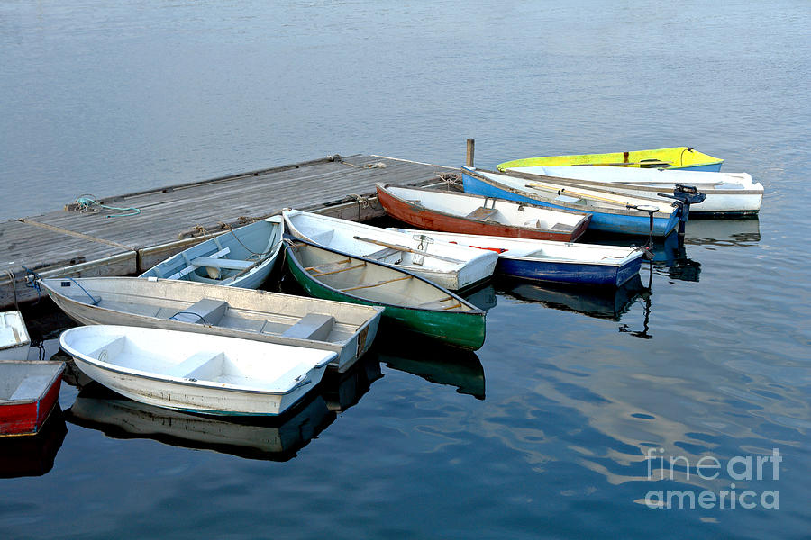 Small Boats Docked to a Pier Photograph by Olivier Le Queinec