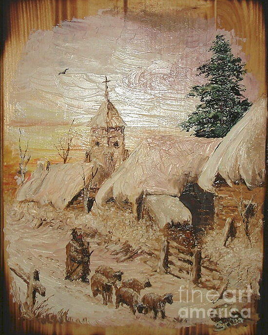 Small breeder of sheep Painting by Sorin Apostolescu