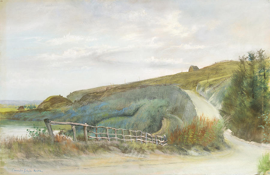 Small bridge on the river in the roman countryside Painting by Edoardo Gioja