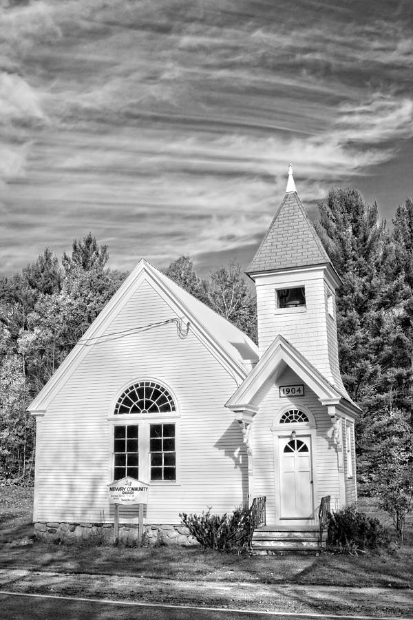 Small Country Church In Maine Black and White Photo Photograph by Keith Webber Jr
