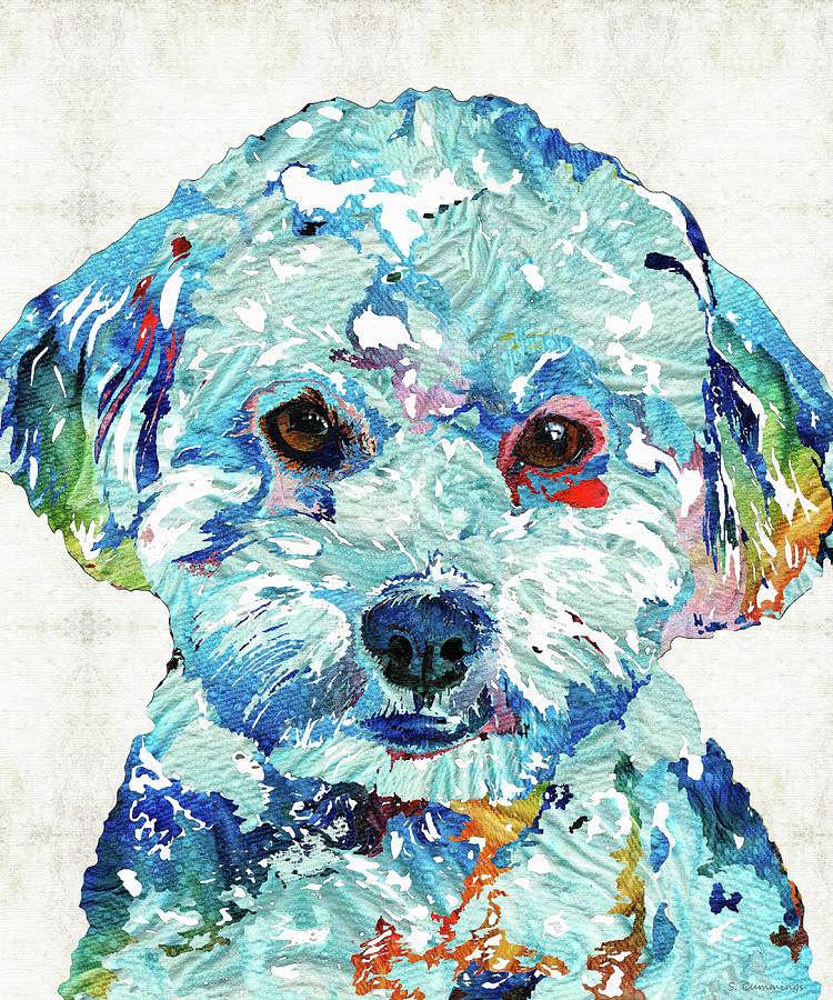 Small Dog Art - Soft Love - Sharon Cummings Painting by Sharon Cummings