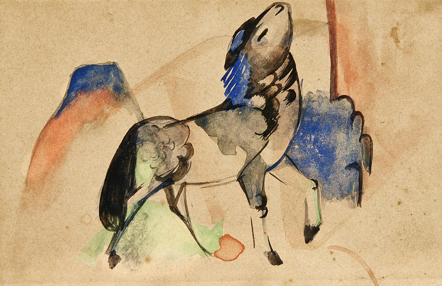 Small Fabulous Beast II  Drawing by Franz Marc