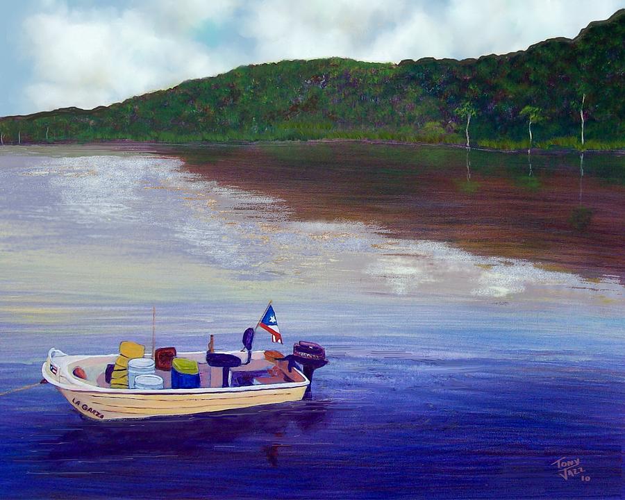 Small Fishing Boat Painting by Tony Rodriguez