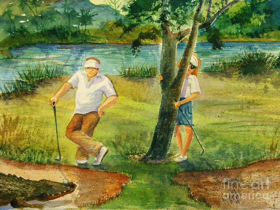 Small Golf Hazard Painting by Marilyn Smith