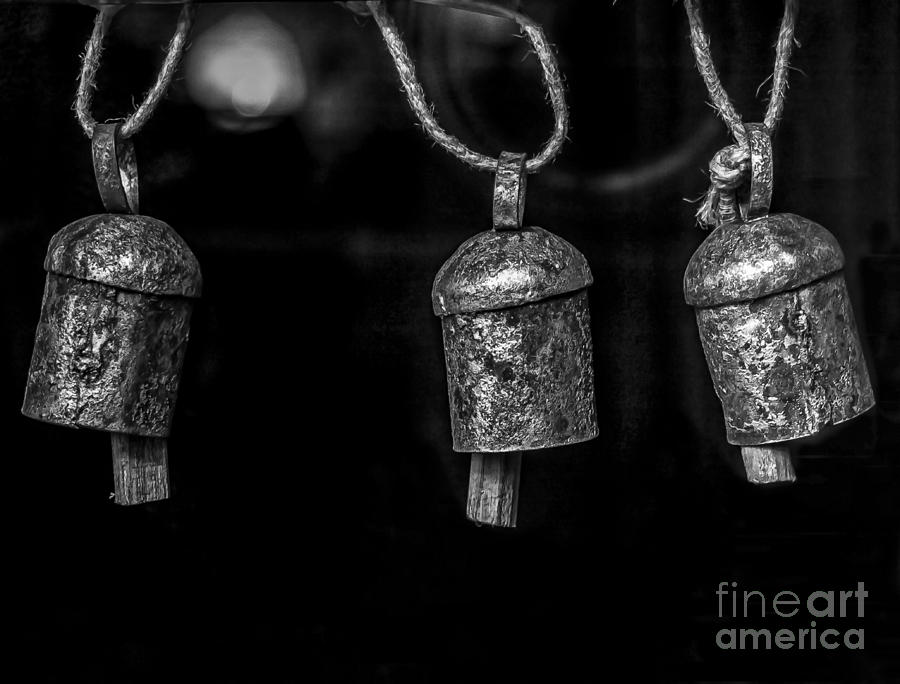 Small Metal Bells - BW Photograph by James Aiken
