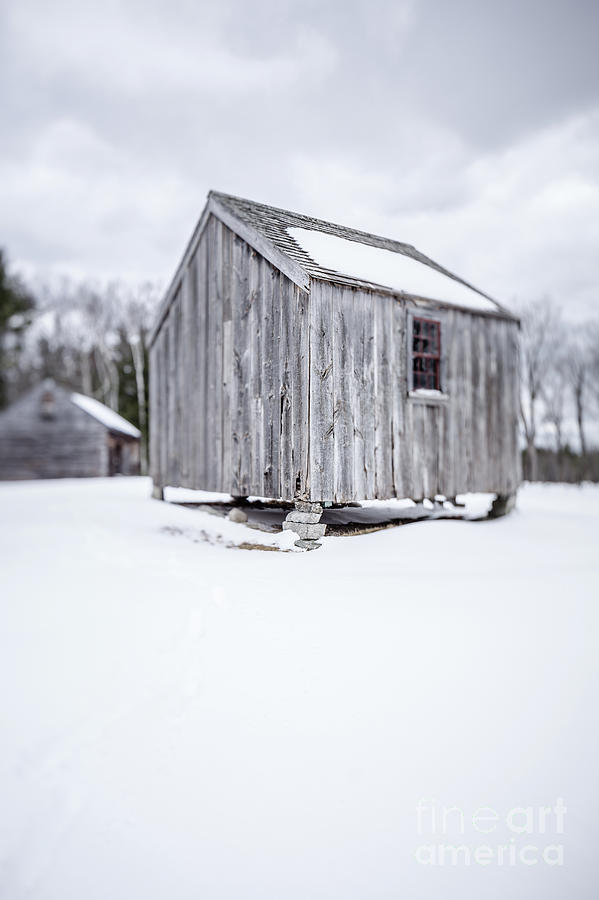 Small old wooden barn on a farm in winter Photograph by Edward Fielding