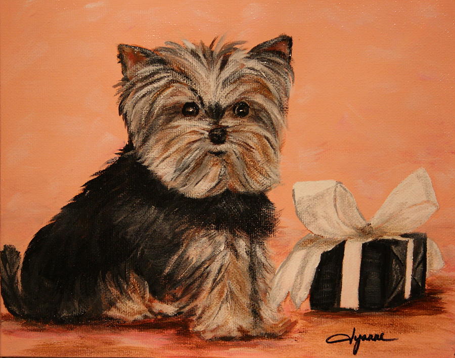 Dog Painting - Small Packages by Dyanne Parker