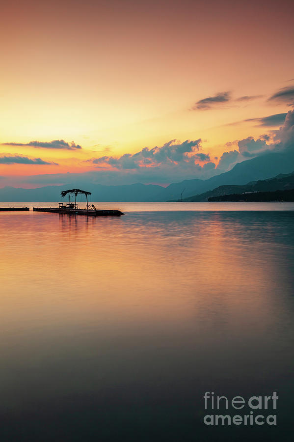Small pier in sunset landscape Photograph by Sophie McAulay
