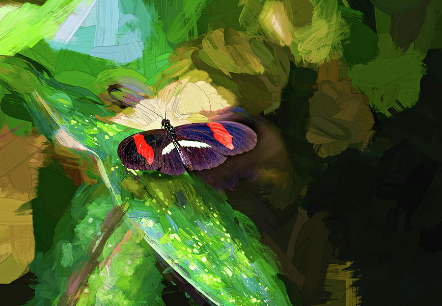 Small Postman Butterfly - Impasto Photograph by Steve Harrington