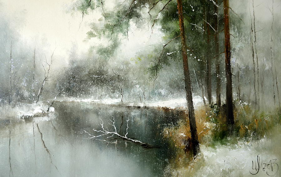 Small River in the Forest Painting by Igor Medvedev
