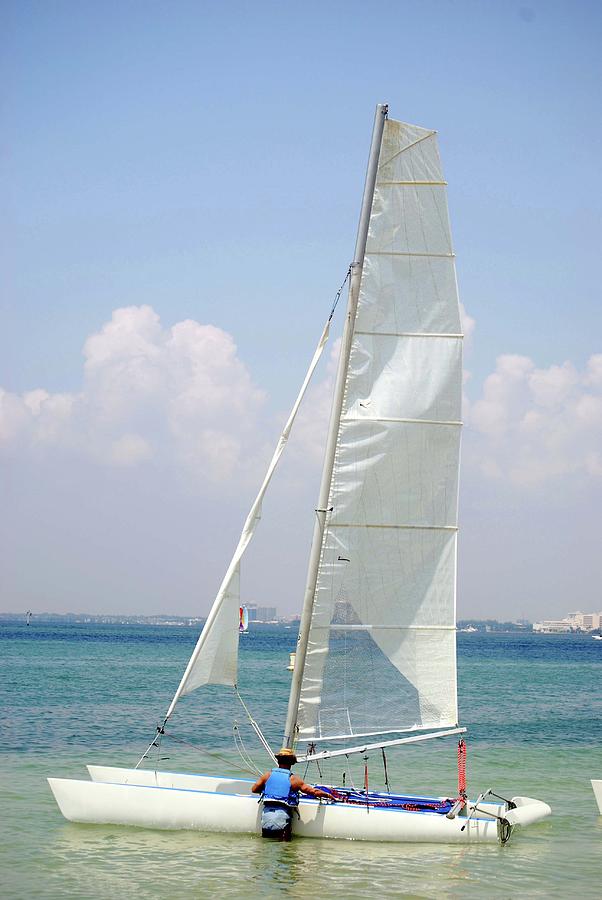 small sailing catamaran