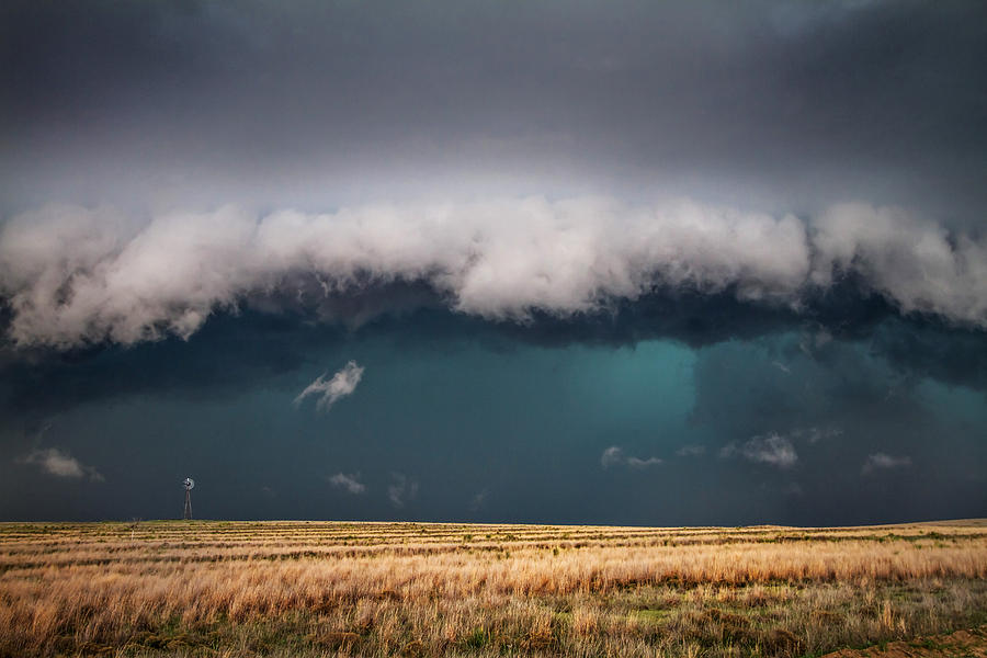 Small - Massive Storm and Windmill in Texas Panhandle Photograph by ...