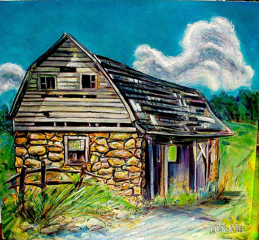 Barns Painting - Small Stone by Michael Hudak Barns Painting - Small Stone by Michael Hudak