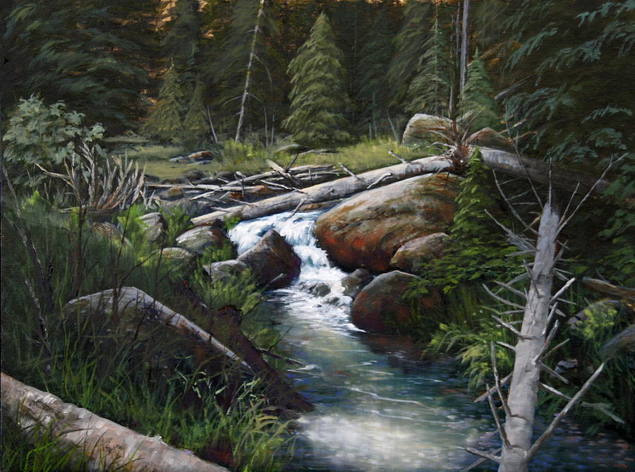 Landscape Painting - Small Stream In The Lost Wilderness 070810-1612 by Kenneth Shanika Landscape Painting - Small Stream In The Lost Wilderness 070810-1612 by Kenneth Shanika