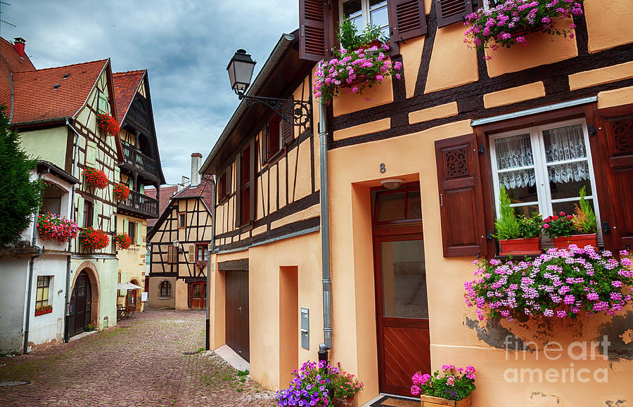 small street in village Eguisheim Photograph by Ariadna De Raadt