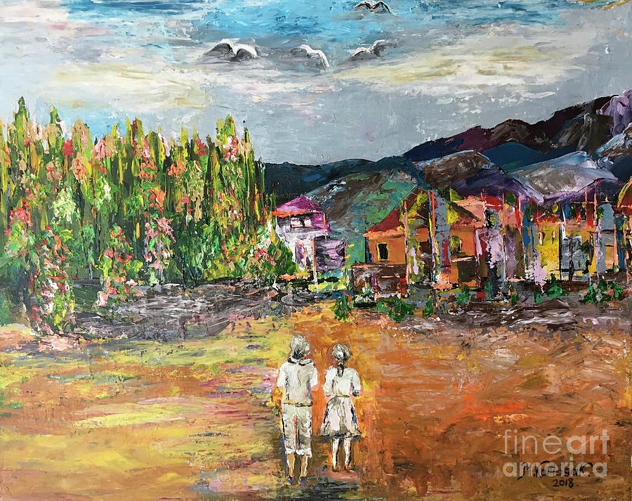Small town in the mountains Painting by Maria Karlosak