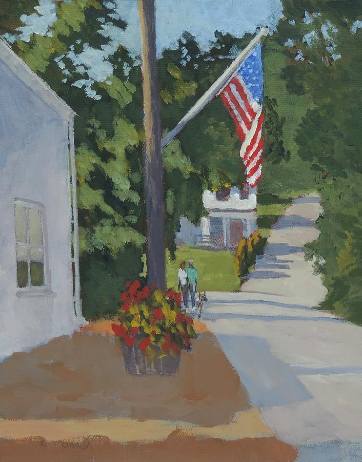 Small Town Patriotic Pride  Painting by Bill Tomsa