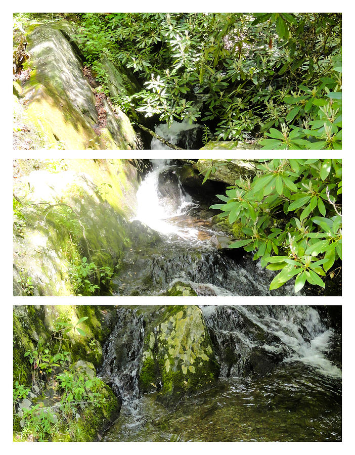 Waterfall Photograph - Small Waterfall Smoky Mountains Triptych by Cynthia Woods
