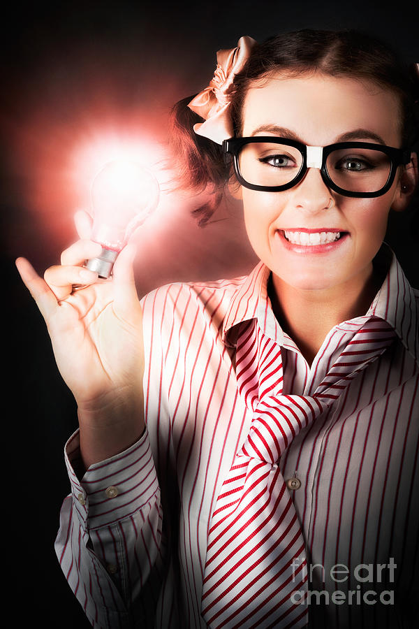 Smart Business Person Holding Light Bulb In Hand Photograph by Jorgo Photography
