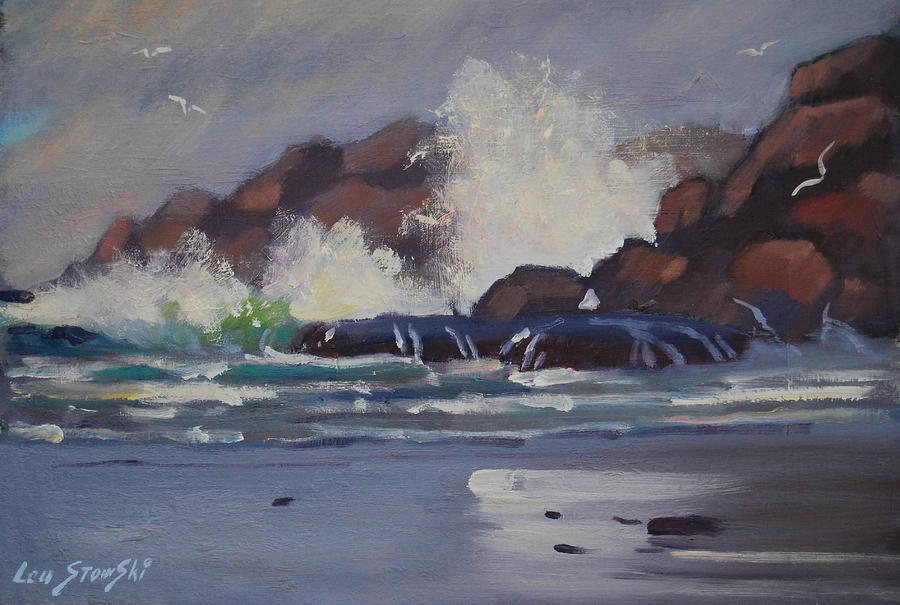 Smashing Waves Painting by Len Stomski