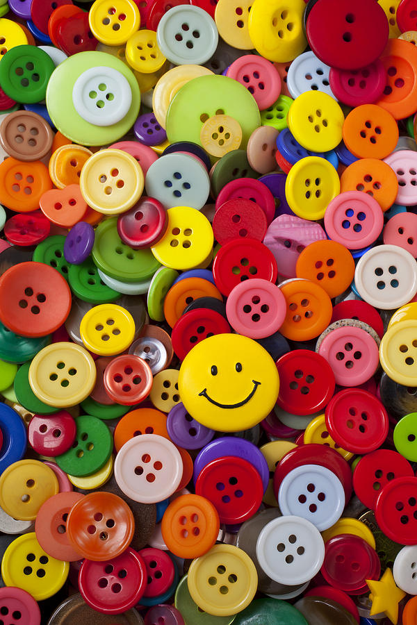 Smiley face button Photograph by Garry Gay