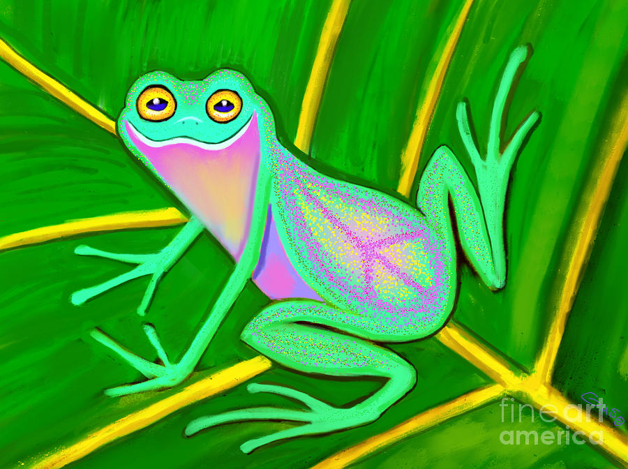 Smiley Peace Frog Painting by Nick Gustafson