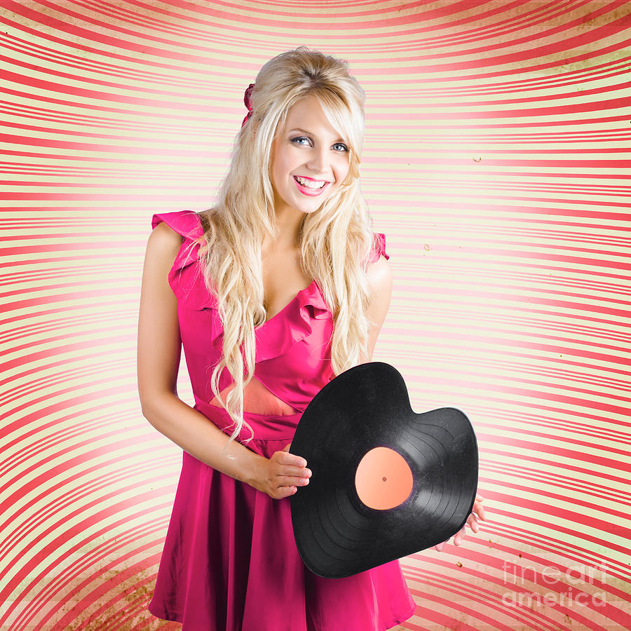 Smiling DJ Woman In Love With Retro Music Photograph by Jorgo Photography