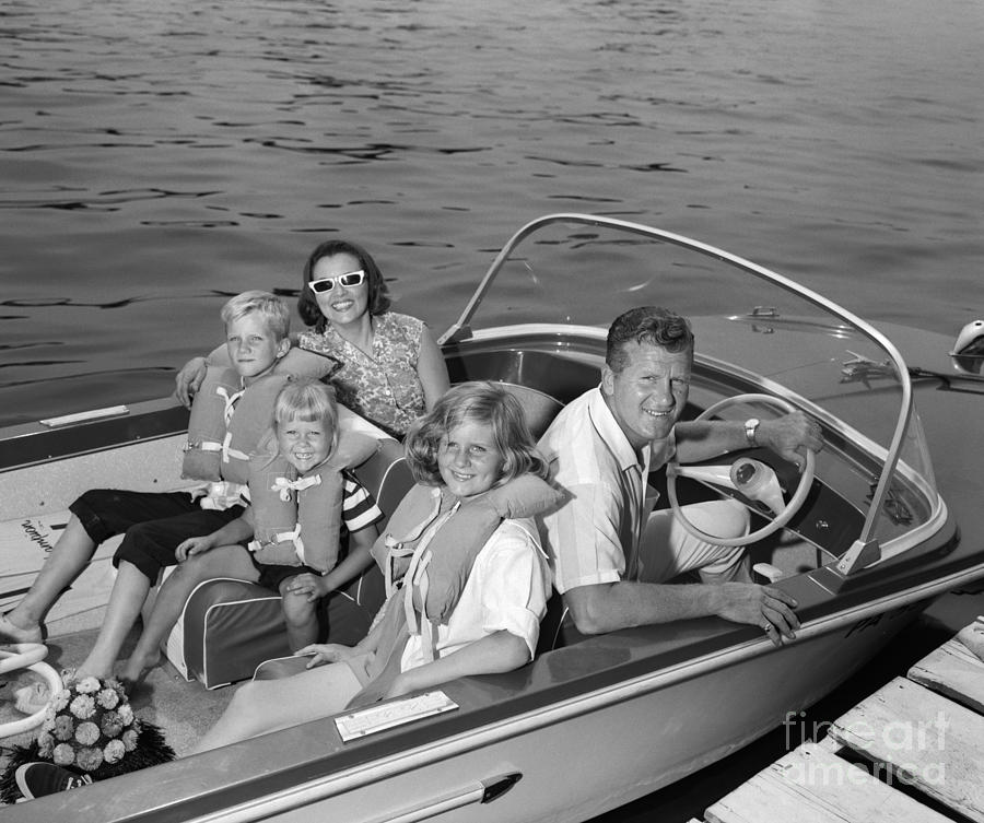 Smiling Family In Docked Boat, C.1960s Photograph by H. Armstrong Roberts/ClassicStock