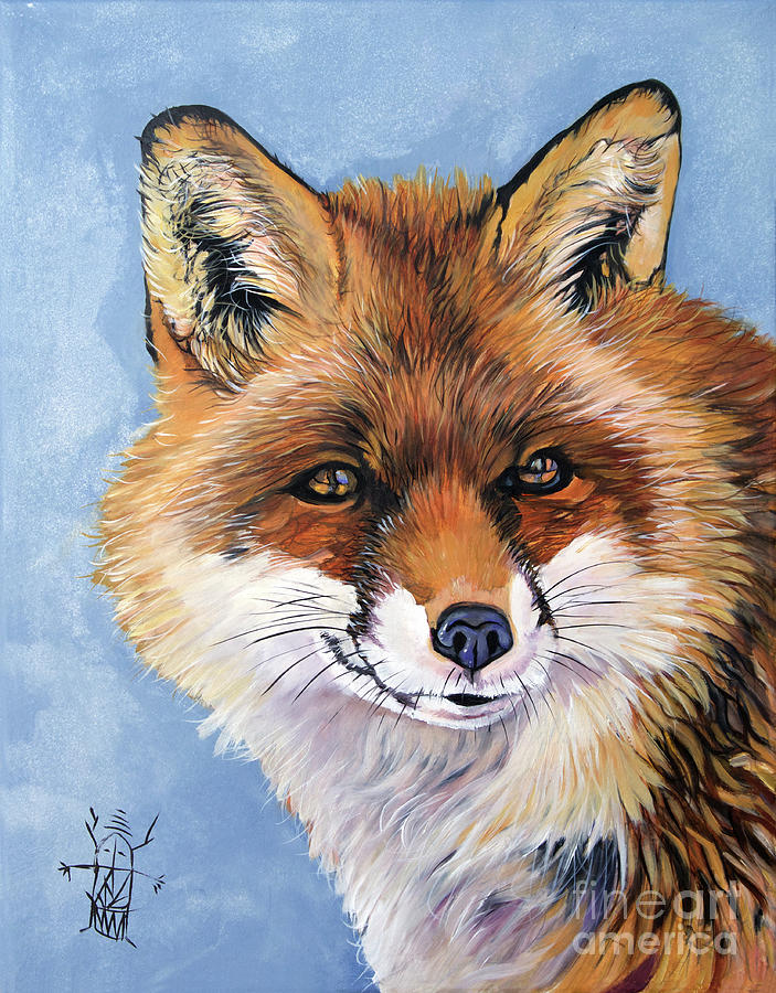 Inspirational Painting - Smiling Fox by J W Baker