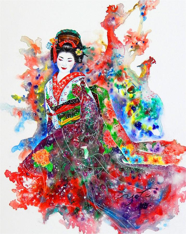 Smiling Geisha Painting by John YATO