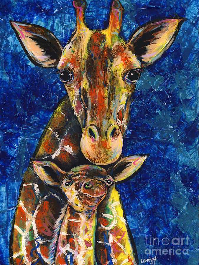 Smiling Giraffes Painting by Lovejoy Creations