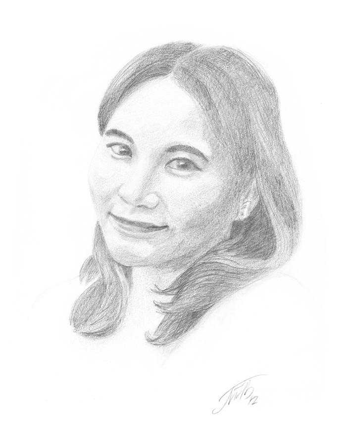 Smiling Girl Drawing by Masha Batkova