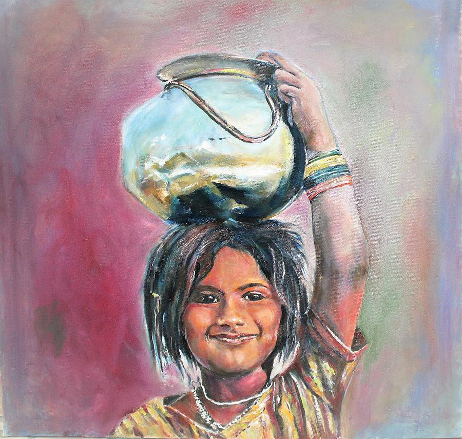 Smiling indeed Painting by Khalid Saeed