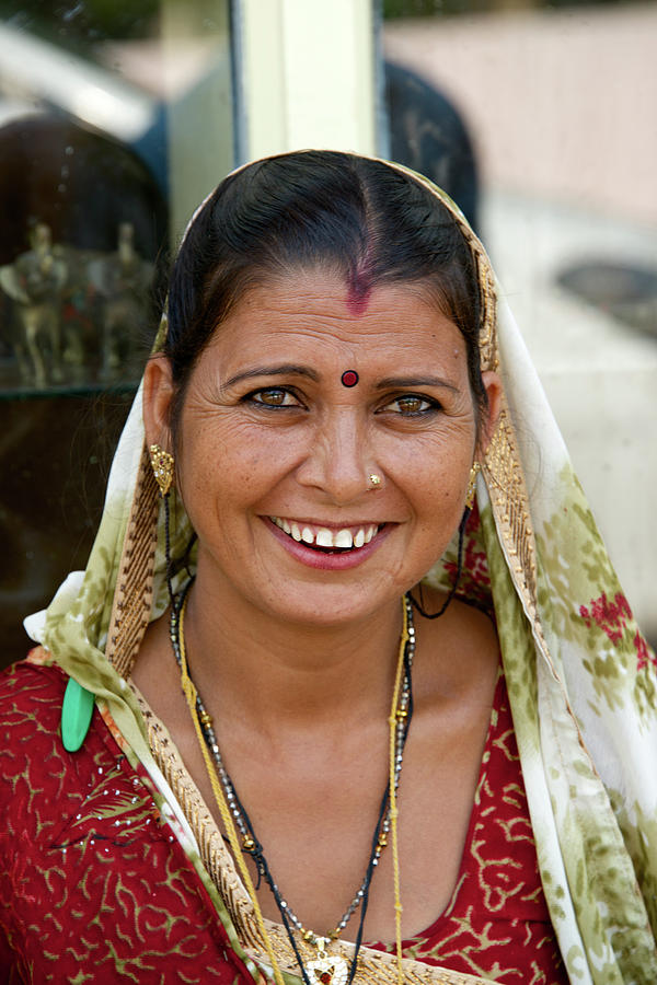 Smiling Indian Woman In Sari Photograph By Ndp Fine Art America