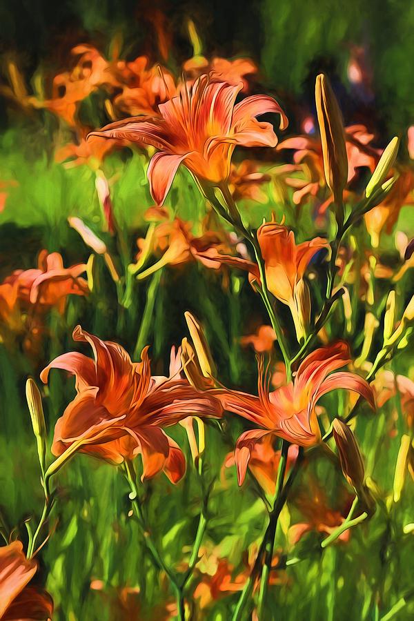 Smiling Lilies Painting by Theresa Campbell