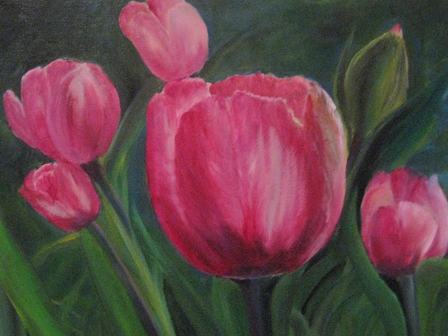 Smiling Tulips Painting by Trilby Cole