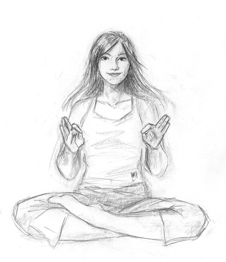 Smiling Yoga Girl Drawing by Brandy Woods