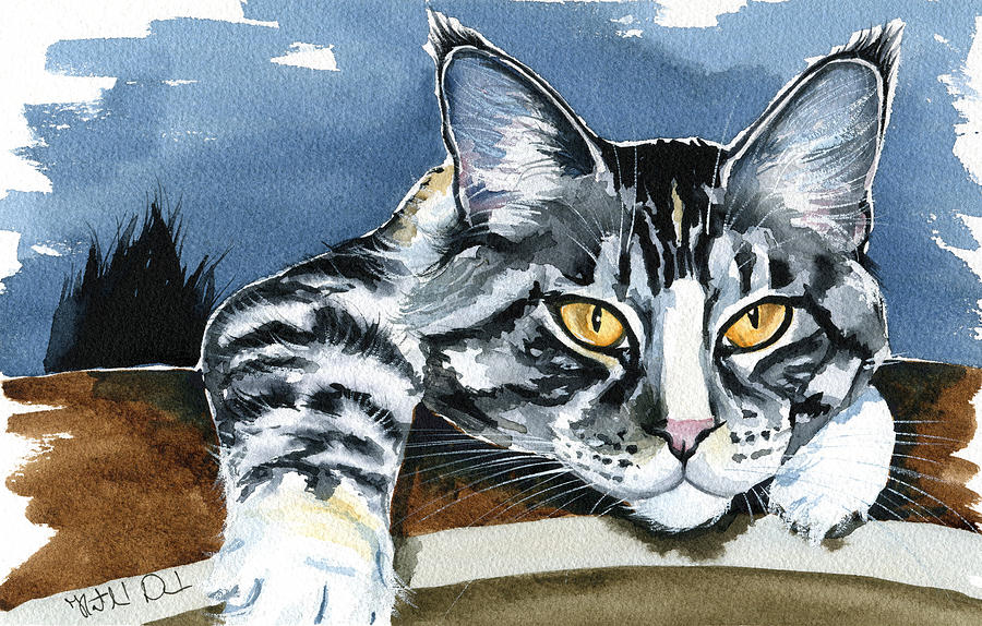 Smilla - Maine coon Cat Painting Painting by Dora Hathazi Mendes